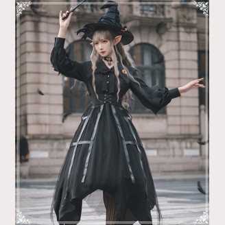 Cat Eye Gothic Lolita Dress OP 4pc Set by YingLuoFu (SF110)